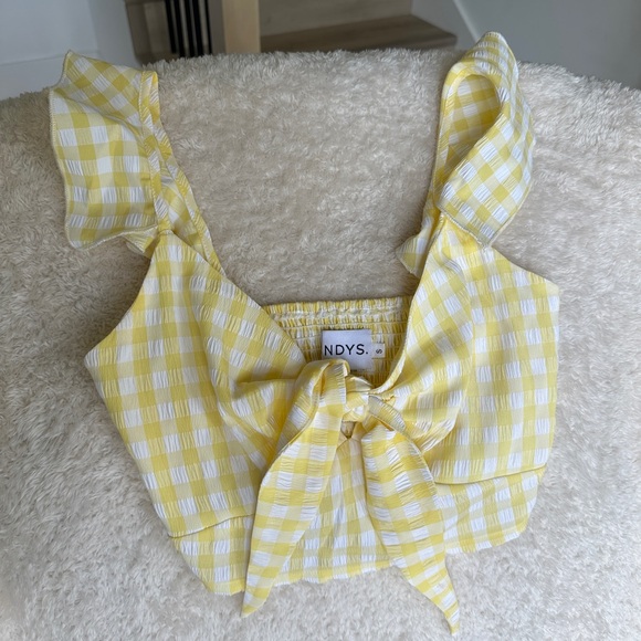 SNDYS x revolve crop top. Size small. Yellow gingham. - Picture 4 of 5